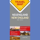 USA: Nowa Anglia: Boston, Nowy Jork. Mapa turystyczna 1:800 000. Travel Map