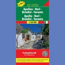 Apulia, Bari, Brindisi, Taranto. Mapa turystyczna 1:150 000. 