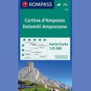 Cortina d'Ampezzo. Dolomiti Ampezzane Dolomity. Mapa turystyczna 1:25 000 laminowana