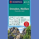 Drezno, Miśnia, Las Tharandter (Dresden, Meissen, Tharandter Wald). Mapa turystyczna 1:50 000 laminowana.