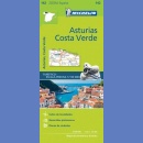 Hiszpania: Asturia, Costa Verde. Mapa samochodowa 1:150 000.