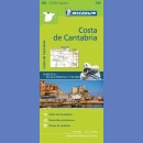 Hiszpania: Costa de Cantabria. Mapa samochodowa 1:150 000.