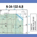 Kamieniuki. Mapa topograficzna 1:50 000. Układ UTM - Arkusz N-34-132-A,B