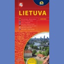Litwa (Lietuva). Mapa drogowa 1:600 000.