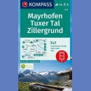 Mayrhofen, Tuxer Tal, Zillergrund. Mapa turystyczna 1:25 000