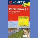 Nadreńska Trasa Rowerowa (Rheinradweg 1): Stein am Rhein-Mannheim. Mapa rowerowa 1:50 000