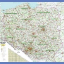 Polska. Mapa drogowa 1:750 000. Mapa ścienna.