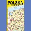Polska. Mapa z kodami pocztowymi 1:1 000 000.
