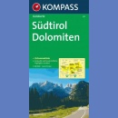 Południowy Tyrol, Dolomity (Alto Adige, Sudtirol, Dolomiten). Mapa samochodowa 1:150 000.