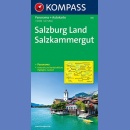 Salzburg Land, Salzkammergut. Mapa samochodowa 1:125 000 z panoramą
