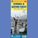 Stambuł, Turcja Zachodnia (Istanbul, Western Turkey). Plan miasta 1:11 000, mapa 1:1 100 000. 