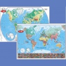 Świat fizyczny i polityczny. Dwustronna foliowana mapa podręczna 1:55 000 000.