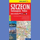 Szczecin, Świnoujście, Police. Plan miasta 1:22 000.