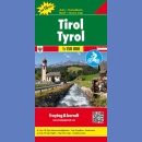 Tyrol (Tirol, Tirolo). Mapa turystyczna 1:150 000