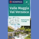 Valle Maggia, Val Verzasca. Mapa turystyczna 1:40 000 laminowana.