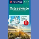 Wybrzeże Morza Bałtyckiego od Wismar do Uznam (Ostseekuste von Wismar bis Usedom).<BR>Zestaw 3 map turystycznych 1:50 000