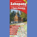 Zakopane i Tatry Polskie. Plan 1:11 000, mapa turystyczna 1:40 000 foliowana.