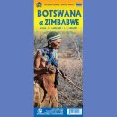 Zimbabwe, Botswana. Mapa turystyczna 1:1 100 000/1:1 600 000.